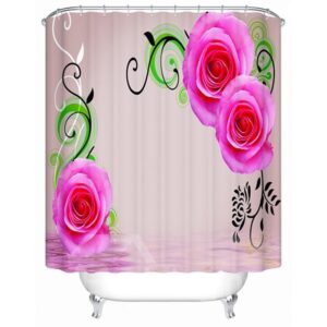 Fashion Concise Design Pink Rose 3D Shower Curtain