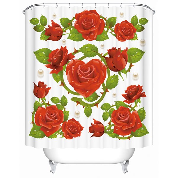Modern Unique Design Flowers and Pearl Pattern 3D Shower Curtain - Image 3