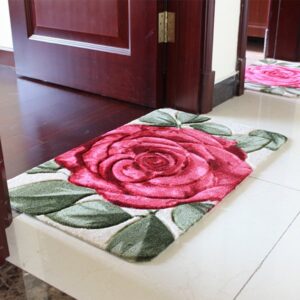 Fashion Modern Big Red Rose Print Bath Rug
