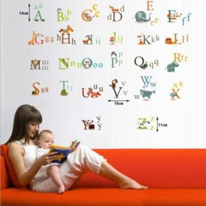 Creative Letters ABC Words with Cartoon Animals Nursery Kidsroom Removable Wall Sticker