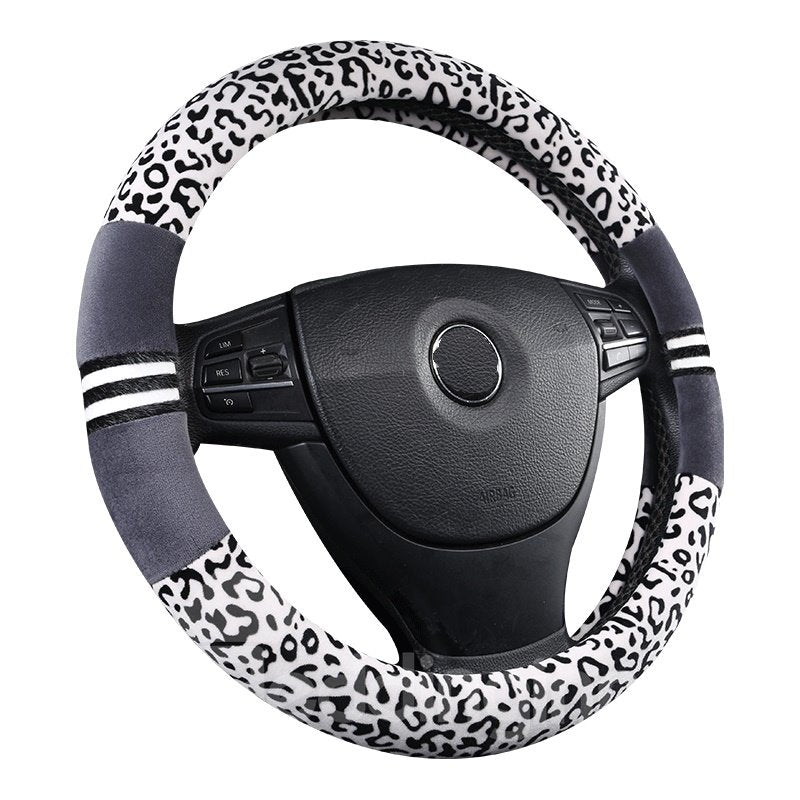 Pantherine Pattern Elegant Splicing Processing Car Steering Wheel Cover - Image 4