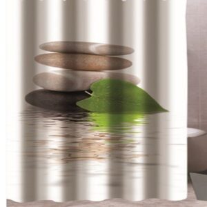 Pastoral Style Stones and Leaf Print Shower Curtain
