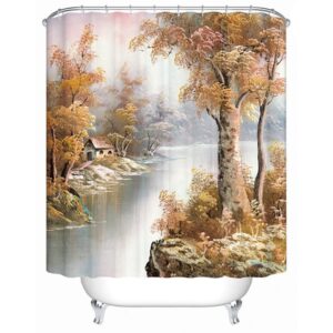 Graceful Concise Countryside View 3D Shower Curtain