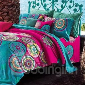 US Only Floral Jacquard Exotic Style Pattern Cotton 4-Piece Bedding Set/Duvet Cover Set