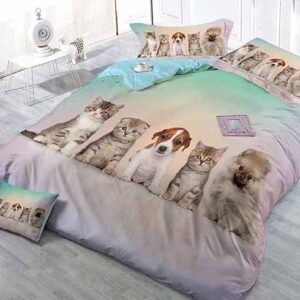 Couchant Cats and Dogs Wear-resistant Breathable High Quality 60s Cotton 4-Piece 3D Bedding Sets