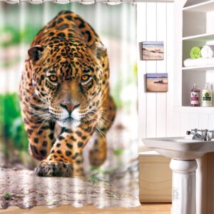 Vivid Special 3D Effect Leopard Image Waterproof Shower Curtain