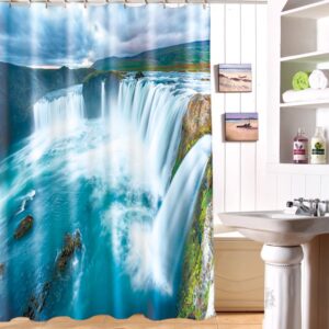 Beautiful 3D Vivid Waterfall Pattern Durable Waterproof Shower Curtain