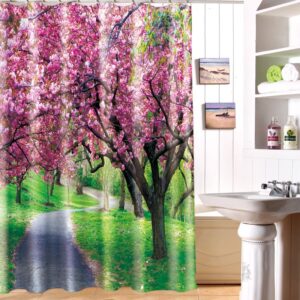 Unique Dreamy Spring Waterproof Polyester Fabric 3D Shower Curtain