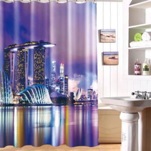Chic Modern City Scene Dacron Fabric 3D Shower Curtain