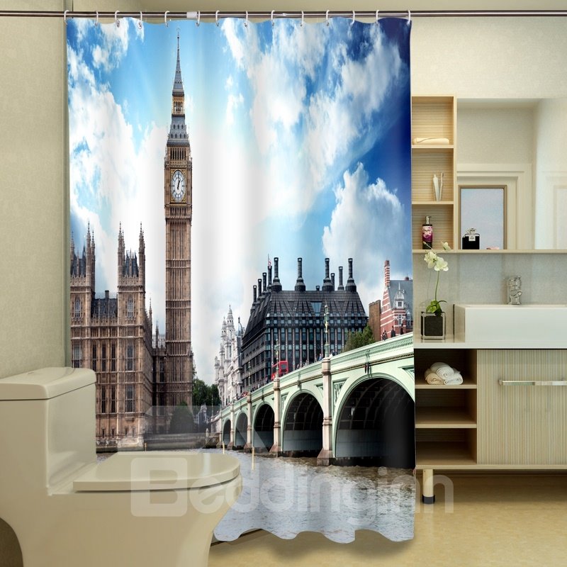 Glamorous Westminster Bridge Pattern 3D Shower Curtain - Image 3