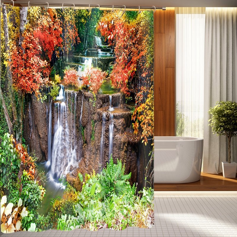 High Quality Marvelous Pastoral Landscape 3D Shower Curtain - Image 2