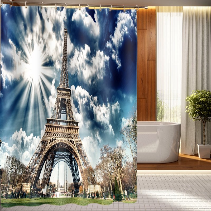 Fantastic Dreamlike Eiffel Tower 3D Shower Curtain - Image 3