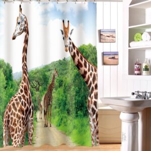 Giraffe Pattern Polyester 3D Shower Curtain