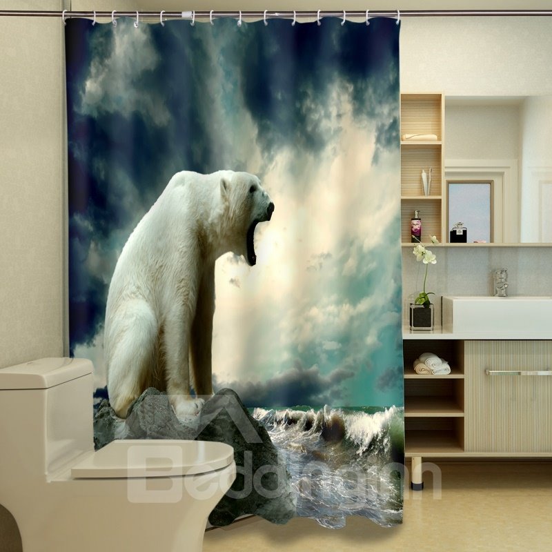 Chic Lazy Polar Bear Dacron 3D Shower Curtains - Image 2