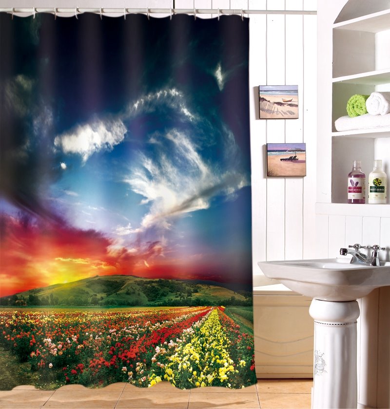 Attractive Natural Scenery 100% Polyester 3D Shower Curtain - Image 3