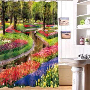 Glam Spring Creek 100% Polyester 3D Shower Curtain