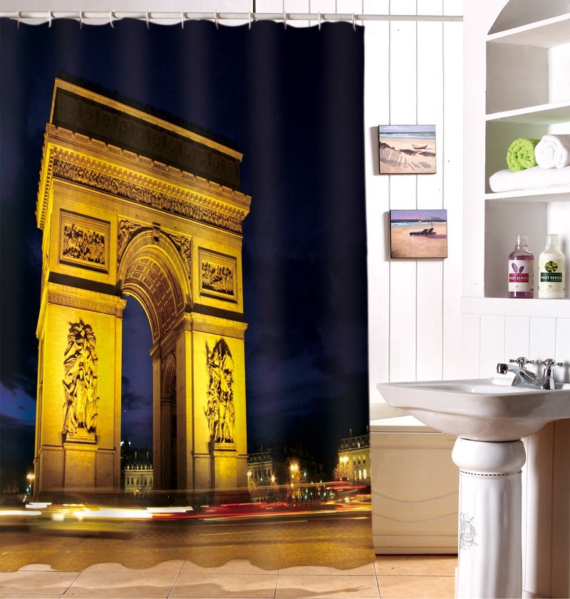 Stylish Design Arch of Triumph Image 3D Shower Curtain - Image 3