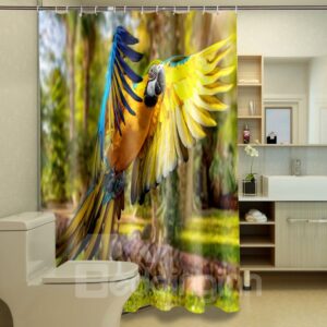 Pretty Colorful Parrot Print 100% Polyester 3D Shower Curtain