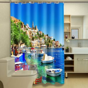Graceful Sunny Harbor Landscape 3D Shower Curtain