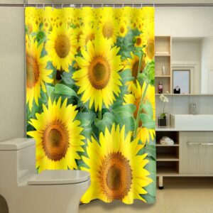 Artistic Romantic Sunflowers Dacron 3D Shower Curtain