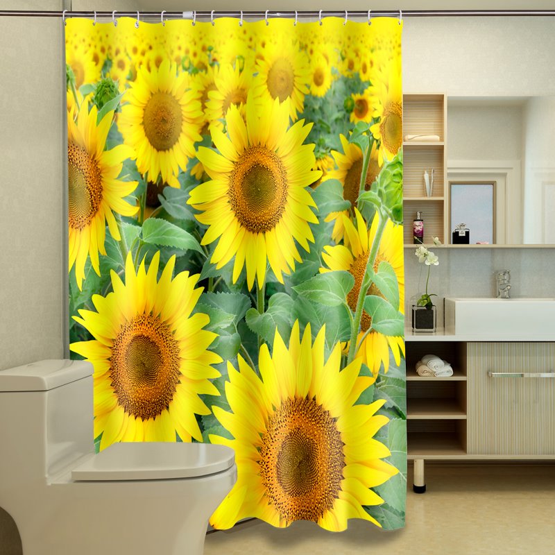 Artistic Romantic Sunflowers Dacron 3D Shower Curtain - Image 3