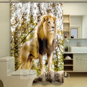 Lively Vigorous Lion Dacron 3D Shower Curtain