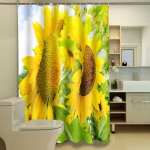 Top Grade Splendid Sunflower 100% Polyester 3D Shower Curtain