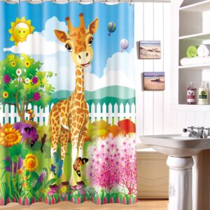 Fashionable Design Adorable Cartoon Giraffe 3D Shower Curtain