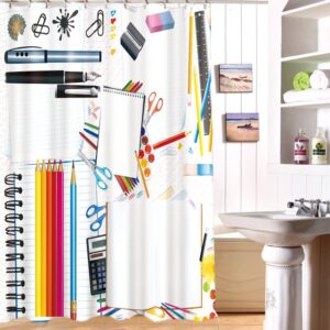 Concise Lovely School Stationery Pattern 3D Shower Curtain