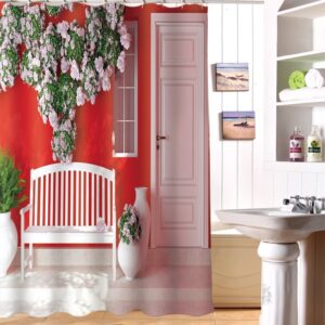 Unique Style Lush Flowers And Bench 3D Shower Curtain