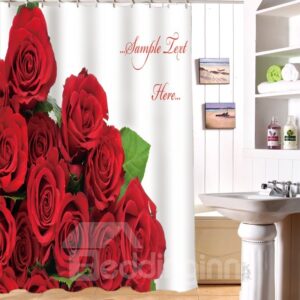 Vivid Glam Red Roses Image 3D Shower Curtain