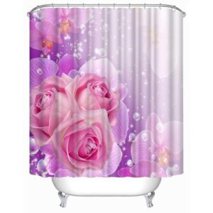 Elegant Rosa Champagne Print 3D Shower Curtain