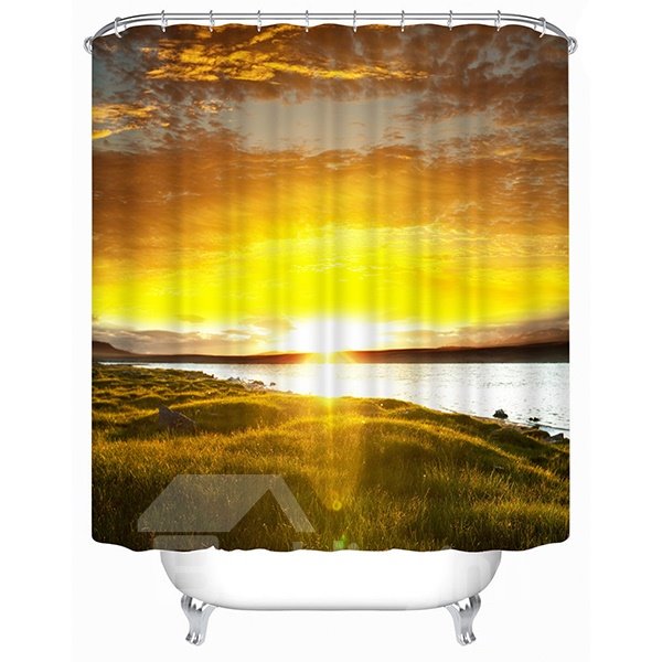 Seaside of the Setting Sun Print 3D Shower Curtain - Image 2