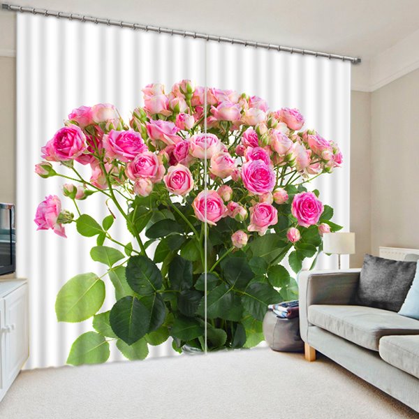 Vivid A Bunch of Pink Roses Print 3D Blackout Curtain - Image 6