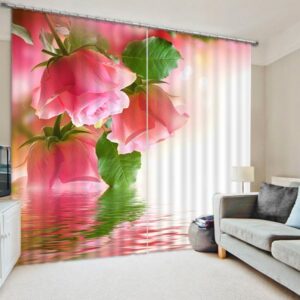 Pink Roses in Bud Print 3D Blackout Curtain
