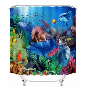 Mysterious Mermaid With Submarin World Print 3D Shower Curtain