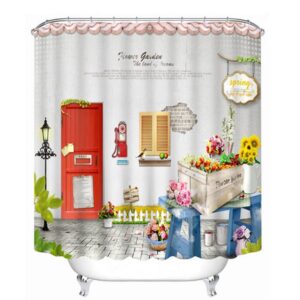 Lovely Cartoon Outdoor Scenery Print 3D Shower Curtain