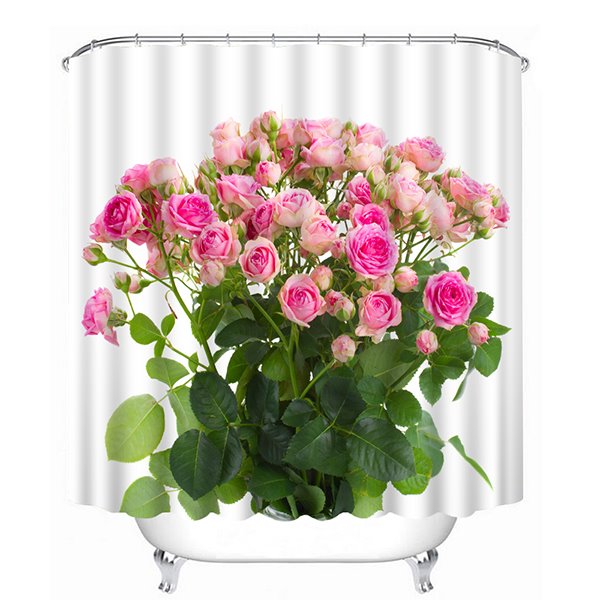 A Bunch of Pink Roses Print 3D Bathroom Shower Curtain - Image 3