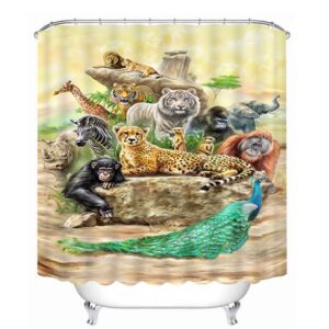 Chic Animals Print 3D Bathroom Shower Curtain