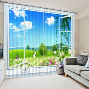 Beautiful Nature Scenery out of the Window Print 3D Blackout Curtain