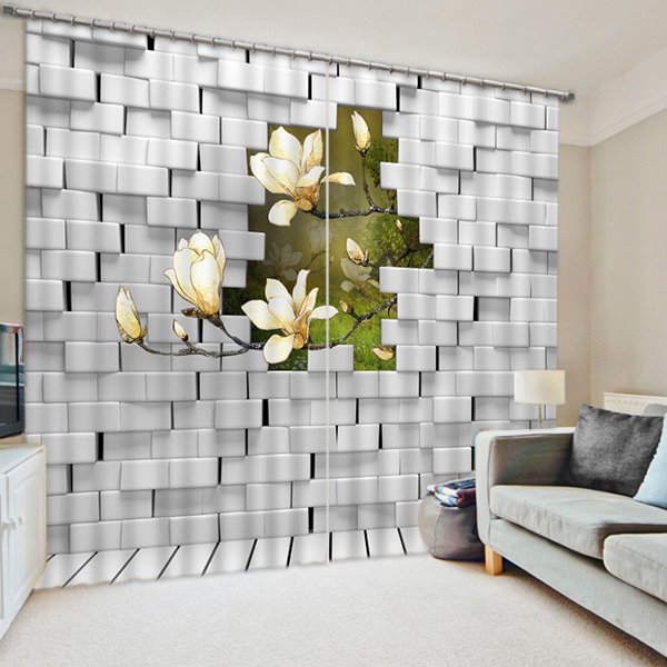White Orchids Outside of the Wall Print 3D Blackout Curtain - Image 7
