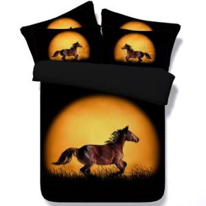 Lifelike Running Horse Print 5-Piece Comforter Sets