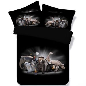 3D Black Safari Animal Printed 5-Piece Comforter Set / Bedding Set