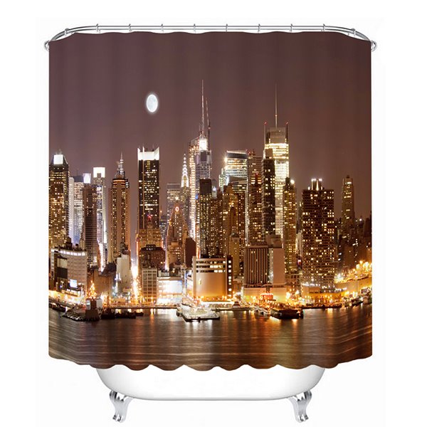 City Night View Print 3D Bathroom Shower Curtain - Image 2