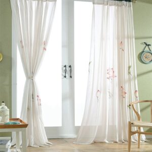 Chinese Style Lotus Pattern Custom Sheer Curtain