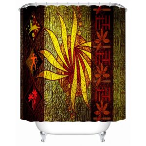 Vintage Style Abstract Flower Print 3D Bathroom Shower Curtain