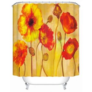 Oil Painting Corn Poppy Print 3D Bathroom Shower Curtain
