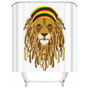 Clip Art Hip-Hop Lion Print 3D Bathroom Shower Curtain