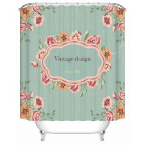 Simple Countryside Style Vintage Design Flowers Print 3D Bathroom Shower Curtain