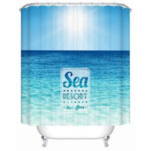 Blue Calm the Sea Print 3D Bathroom Shower Curtain